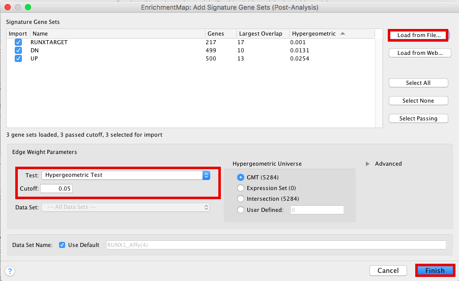 Figure 22 - Signature sets input panel